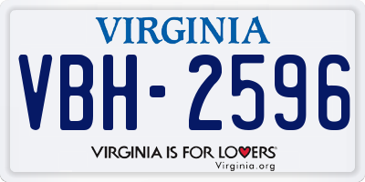 VA license plate VBH2596