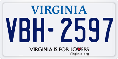 VA license plate VBH2597
