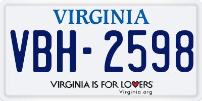 VA license plate VBH2598
