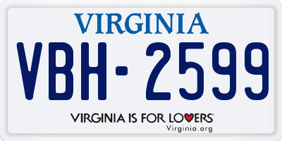VA license plate VBH2599