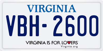 VA license plate VBH2600