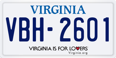 VA license plate VBH2601