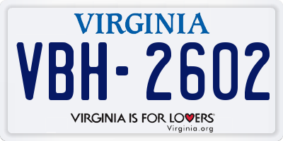 VA license plate VBH2602