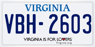VA license plate VBH2603