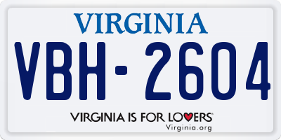 VA license plate VBH2604