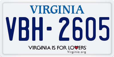 VA license plate VBH2605