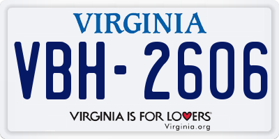 VA license plate VBH2606