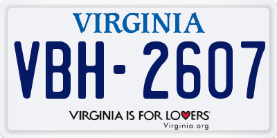 VA license plate VBH2607