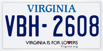 VA license plate VBH2608