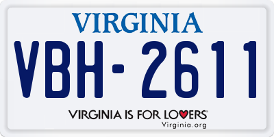 VA license plate VBH2611