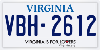 VA license plate VBH2612
