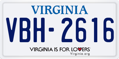 VA license plate VBH2616