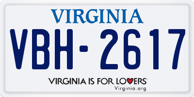 VA license plate VBH2617
