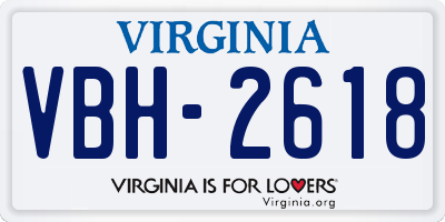 VA license plate VBH2618