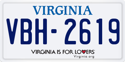 VA license plate VBH2619