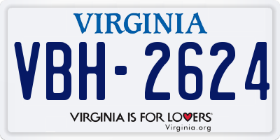 VA license plate VBH2624