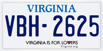 VA license plate VBH2625