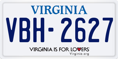 VA license plate VBH2627