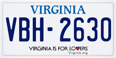 VA license plate VBH2630
