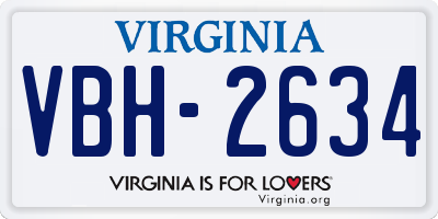 VA license plate VBH2634