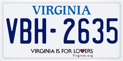 VA license plate VBH2635