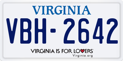 VA license plate VBH2642