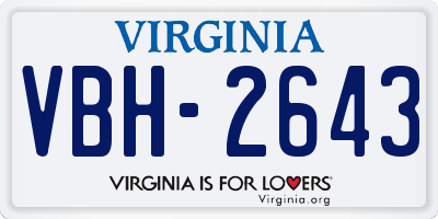 VA license plate VBH2643
