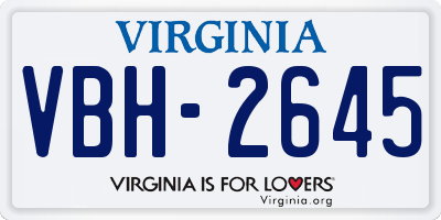 VA license plate VBH2645