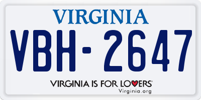 VA license plate VBH2647