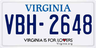 VA license plate VBH2648