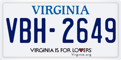 VA license plate VBH2649