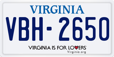 VA license plate VBH2650