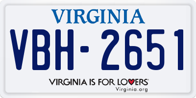 VA license plate VBH2651