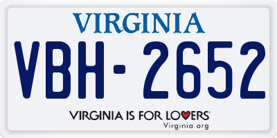 VA license plate VBH2652