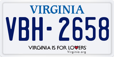 VA license plate VBH2658