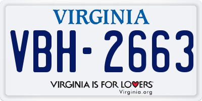 VA license plate VBH2663