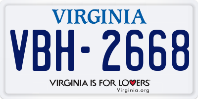 VA license plate VBH2668