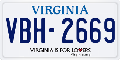 VA license plate VBH2669