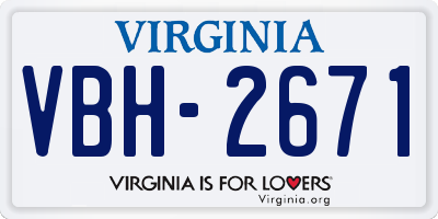 VA license plate VBH2671