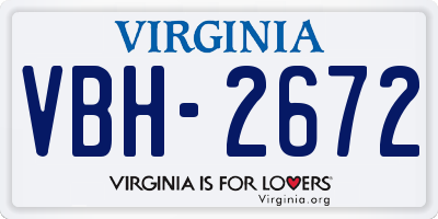 VA license plate VBH2672