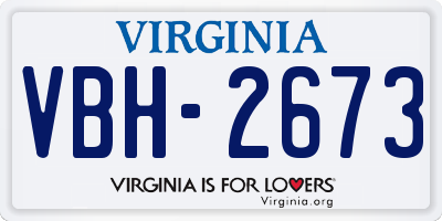 VA license plate VBH2673
