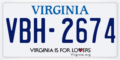 VA license plate VBH2674
