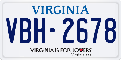 VA license plate VBH2678