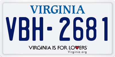VA license plate VBH2681
