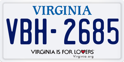 VA license plate VBH2685