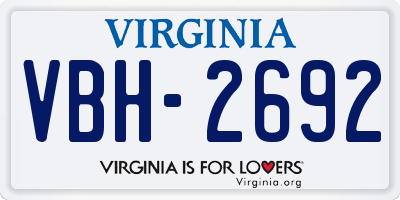 VA license plate VBH2692