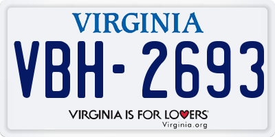 VA license plate VBH2693