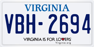 VA license plate VBH2694