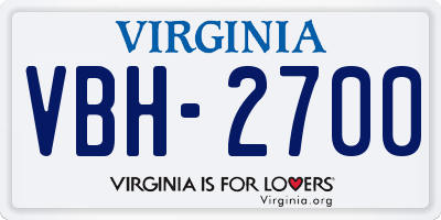 VA license plate VBH2700