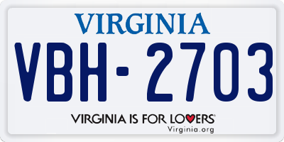 VA license plate VBH2703